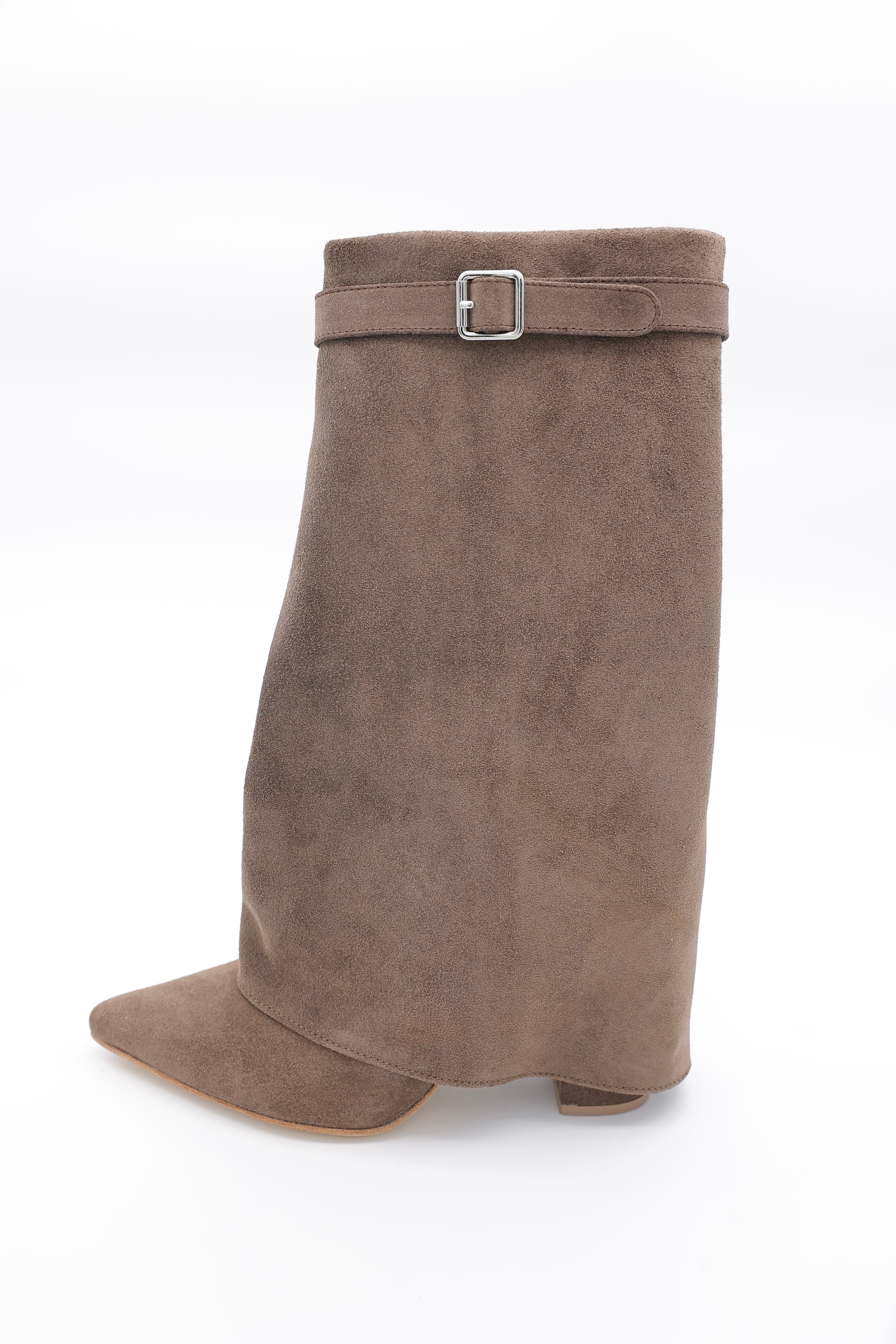 MIDI BELL BOOT CON STRAPS - Gamuza Moka