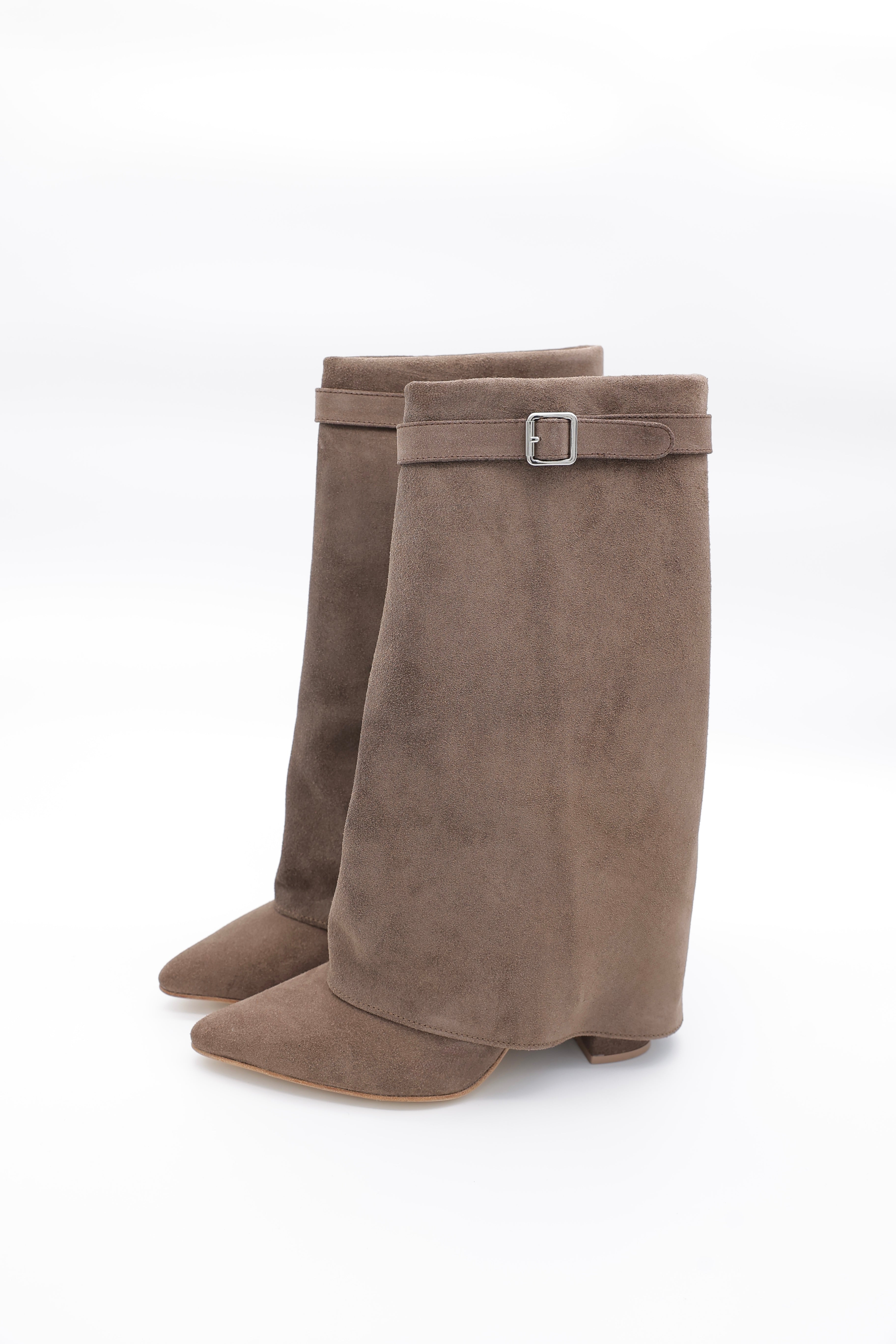 MIDI BELL BOOT CON STRAPS - Gamuza Moka