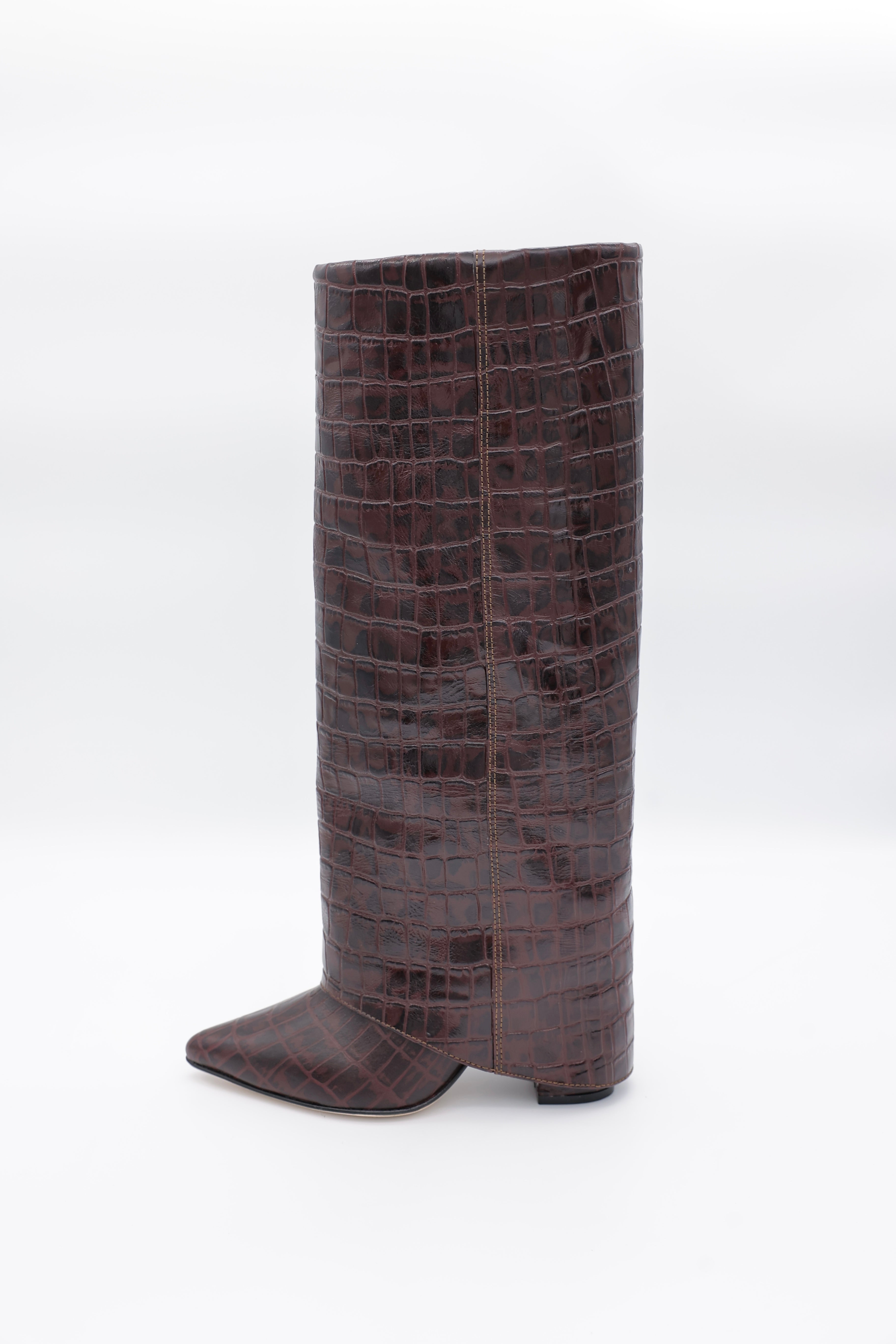 High Bell Boot — Croco Vino