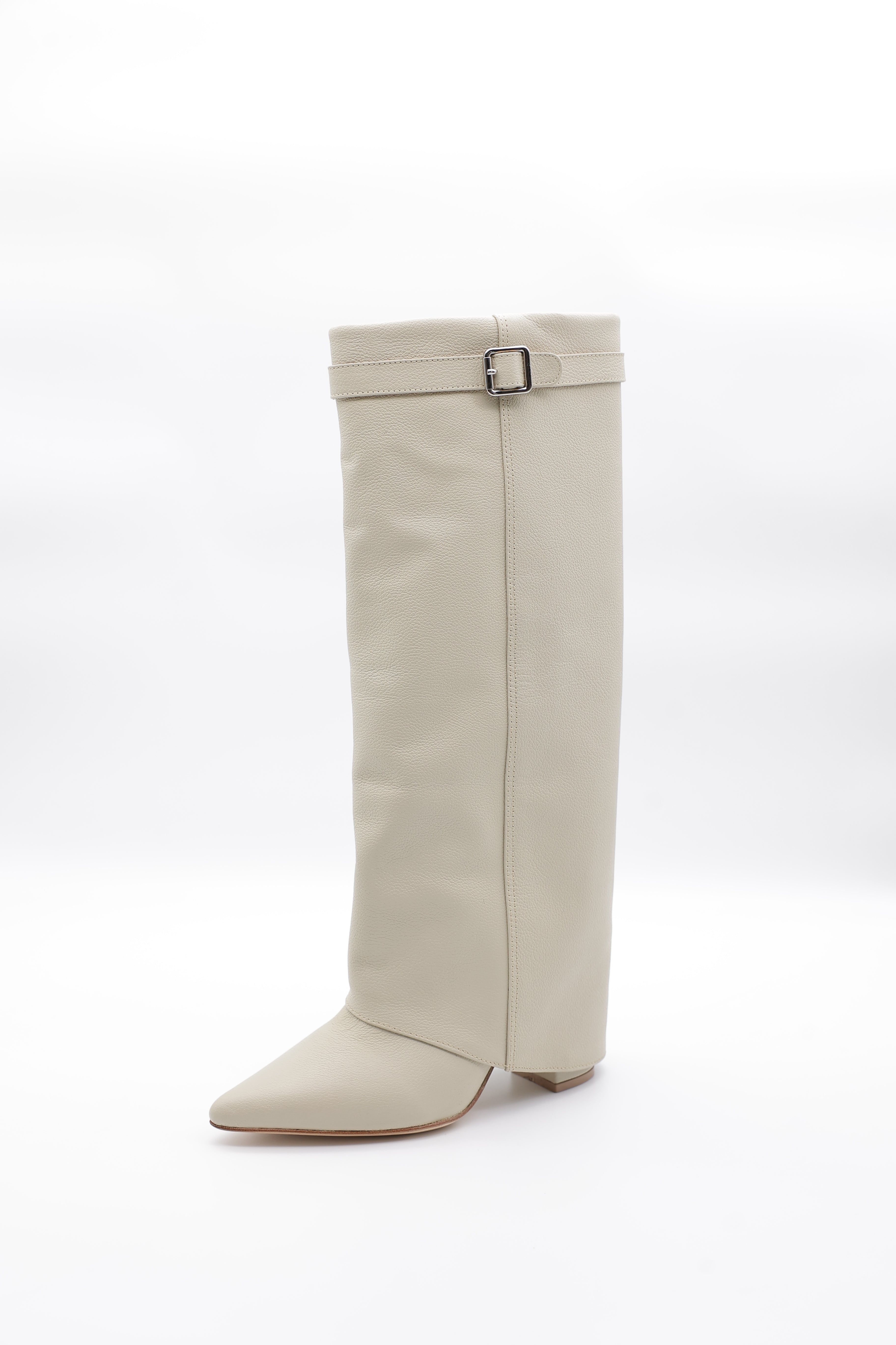 High Bell Boots con Straps - Hueso Piel