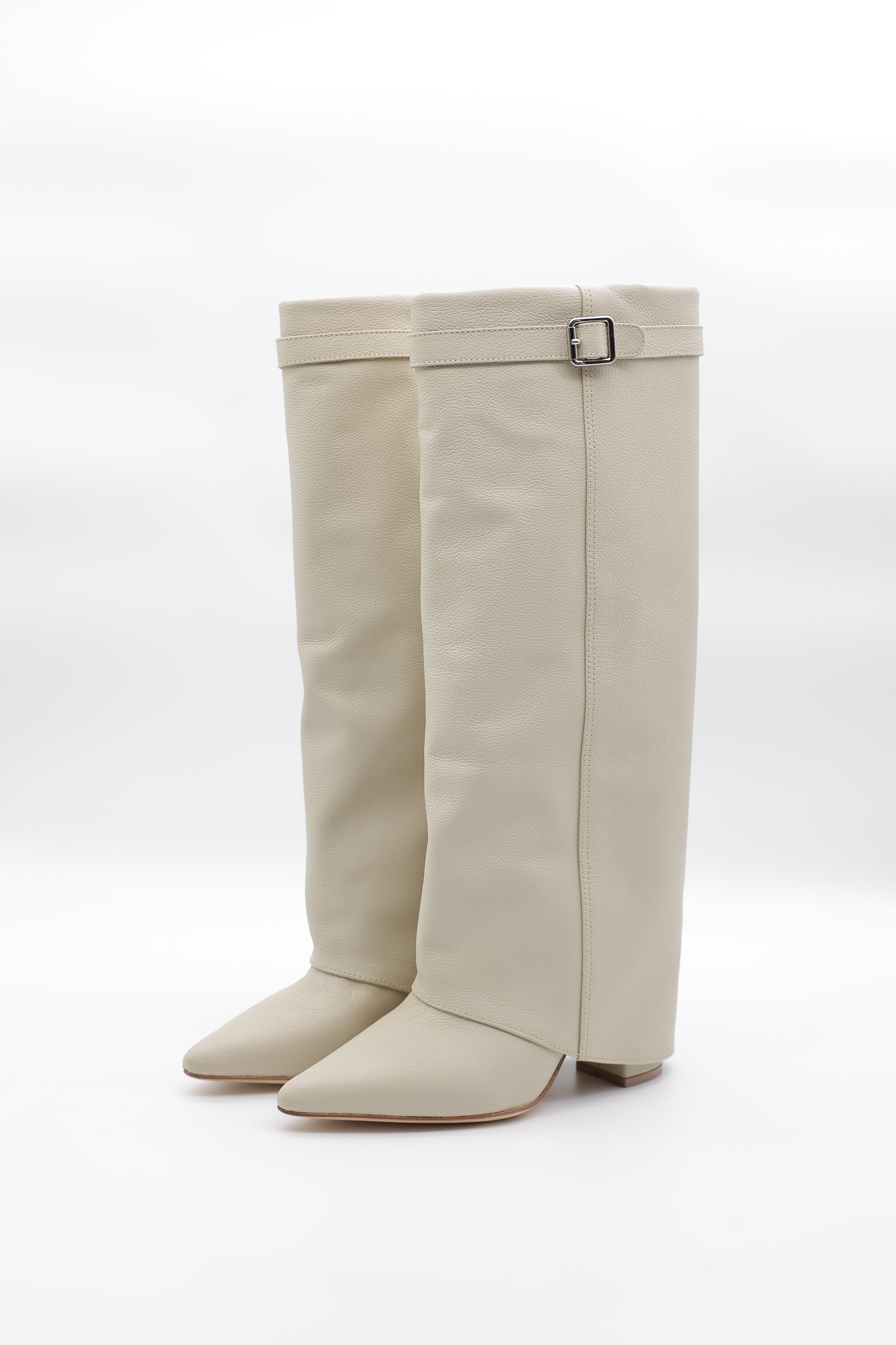 High Bell Boots con Straps - Hueso Piel