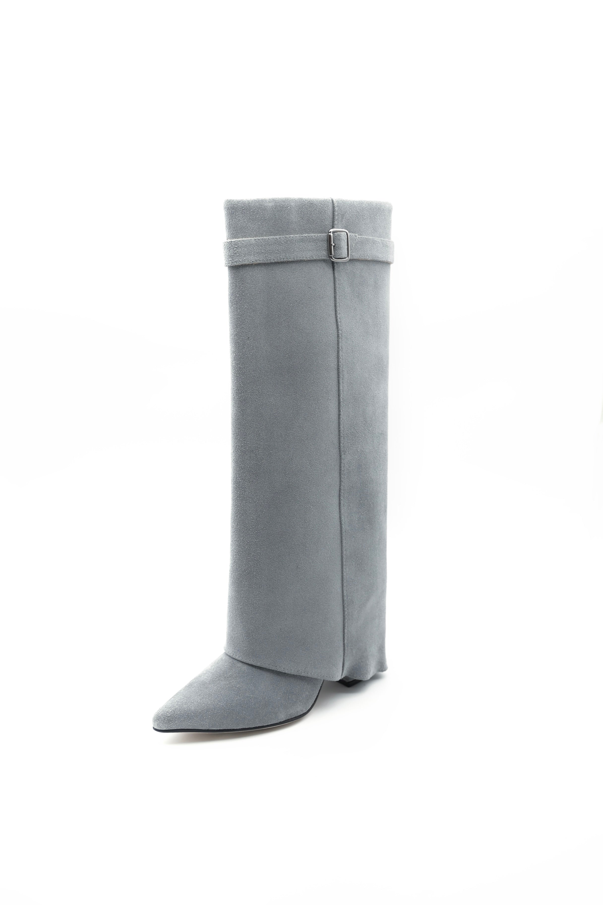 High Bell Boots con Straps - Gris Gamuza