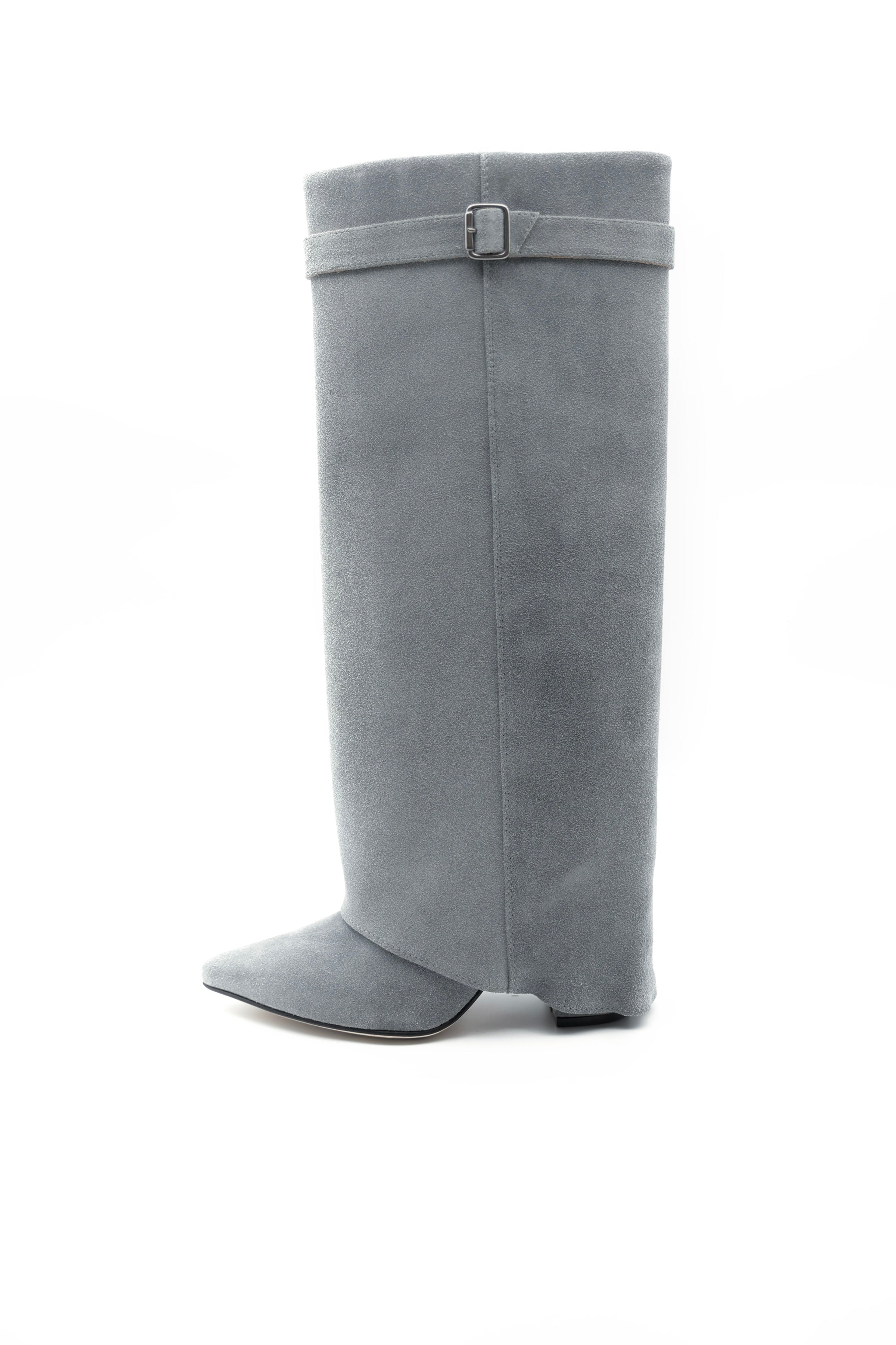 High Bell Boots con Straps - Gris Gamuza