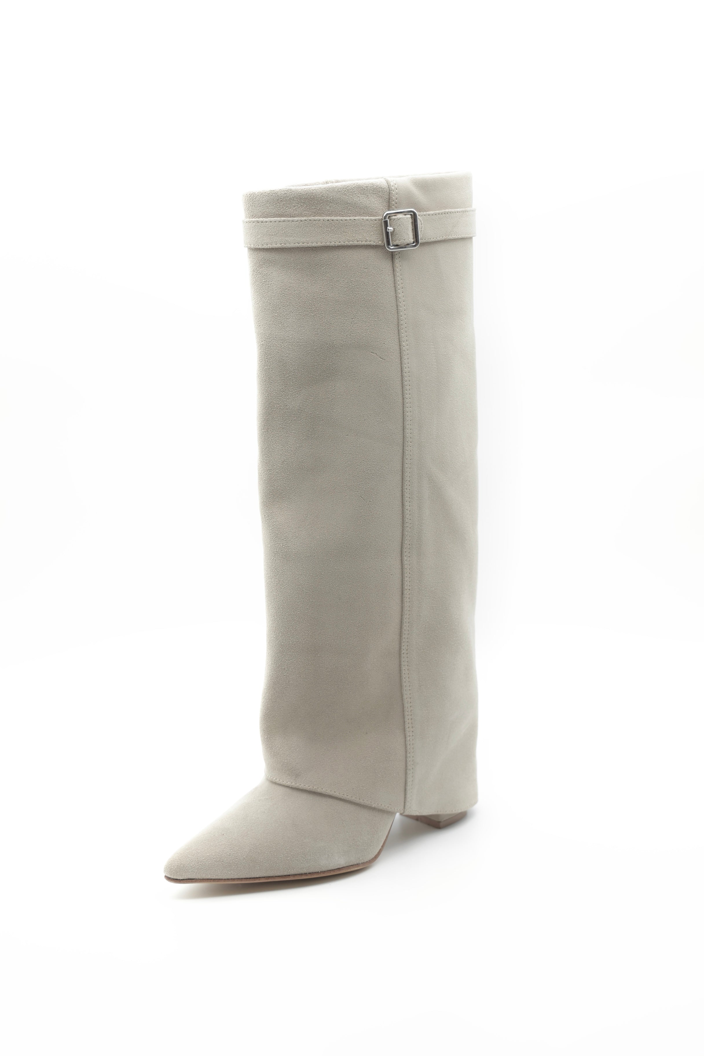 High Bell Boots con Straps - Hueso Gamuza