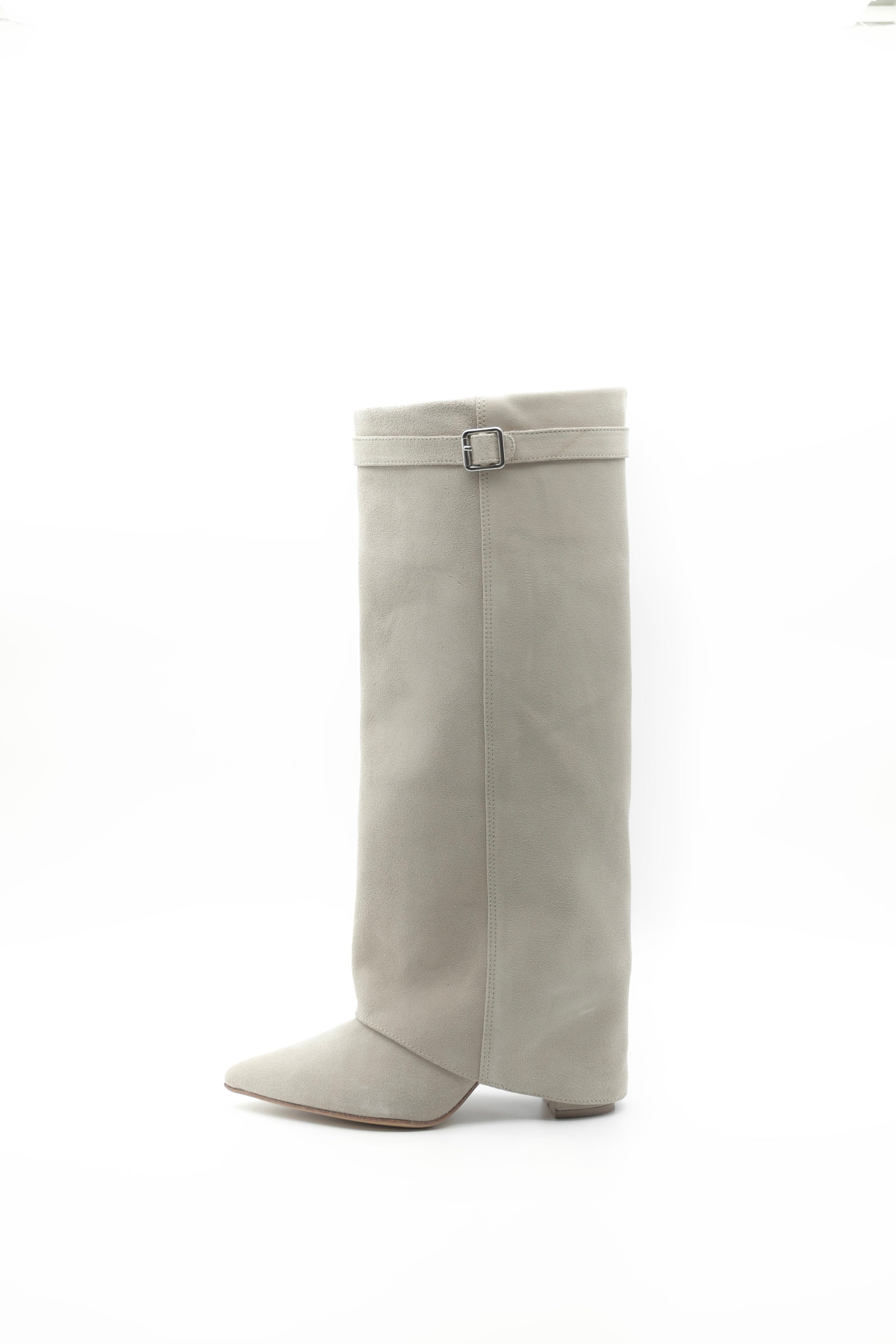 High Bell Boots con Straps - Hueso Gamuza