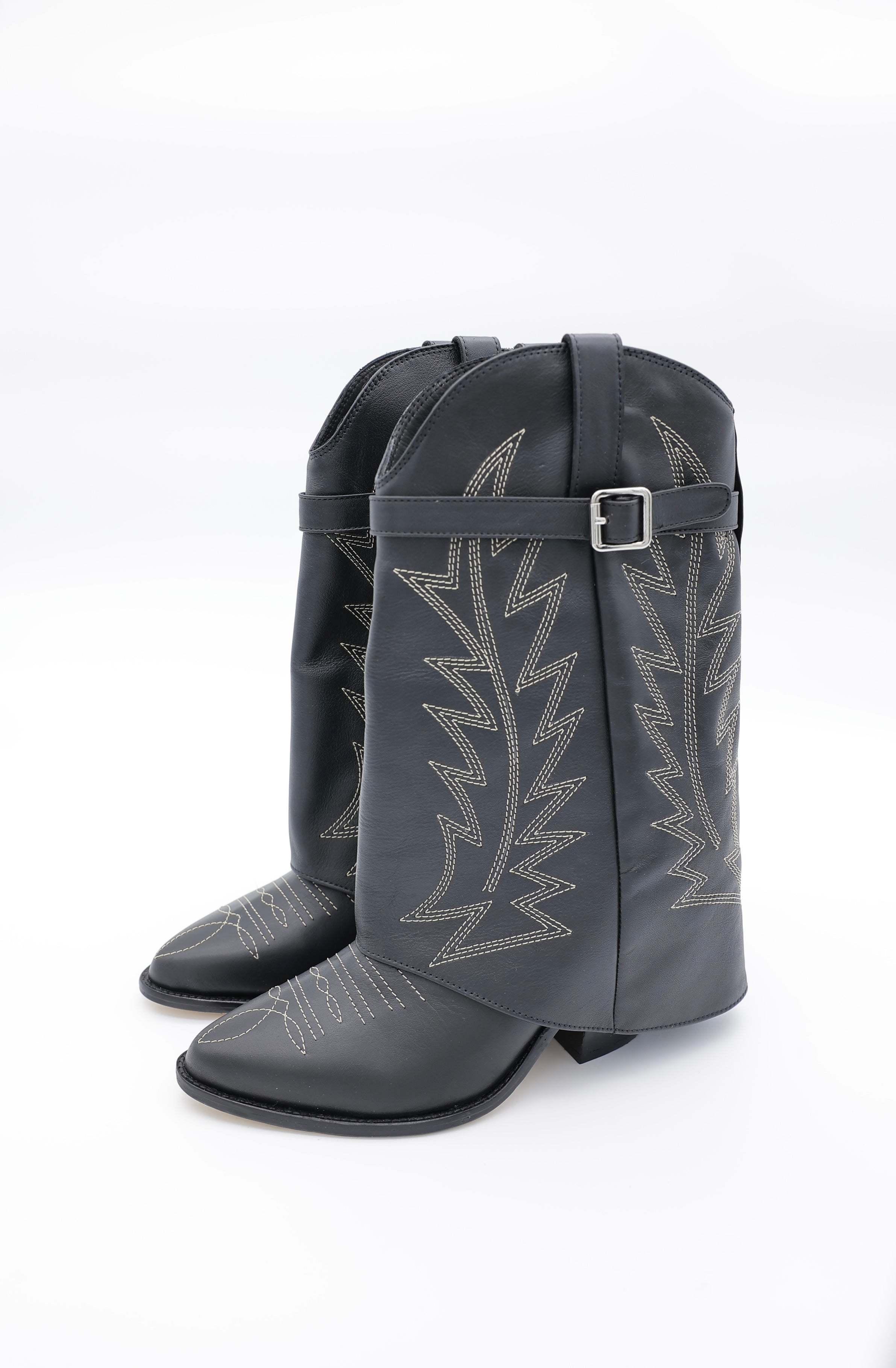 Botas Vaqueras con Hebilla - Negro