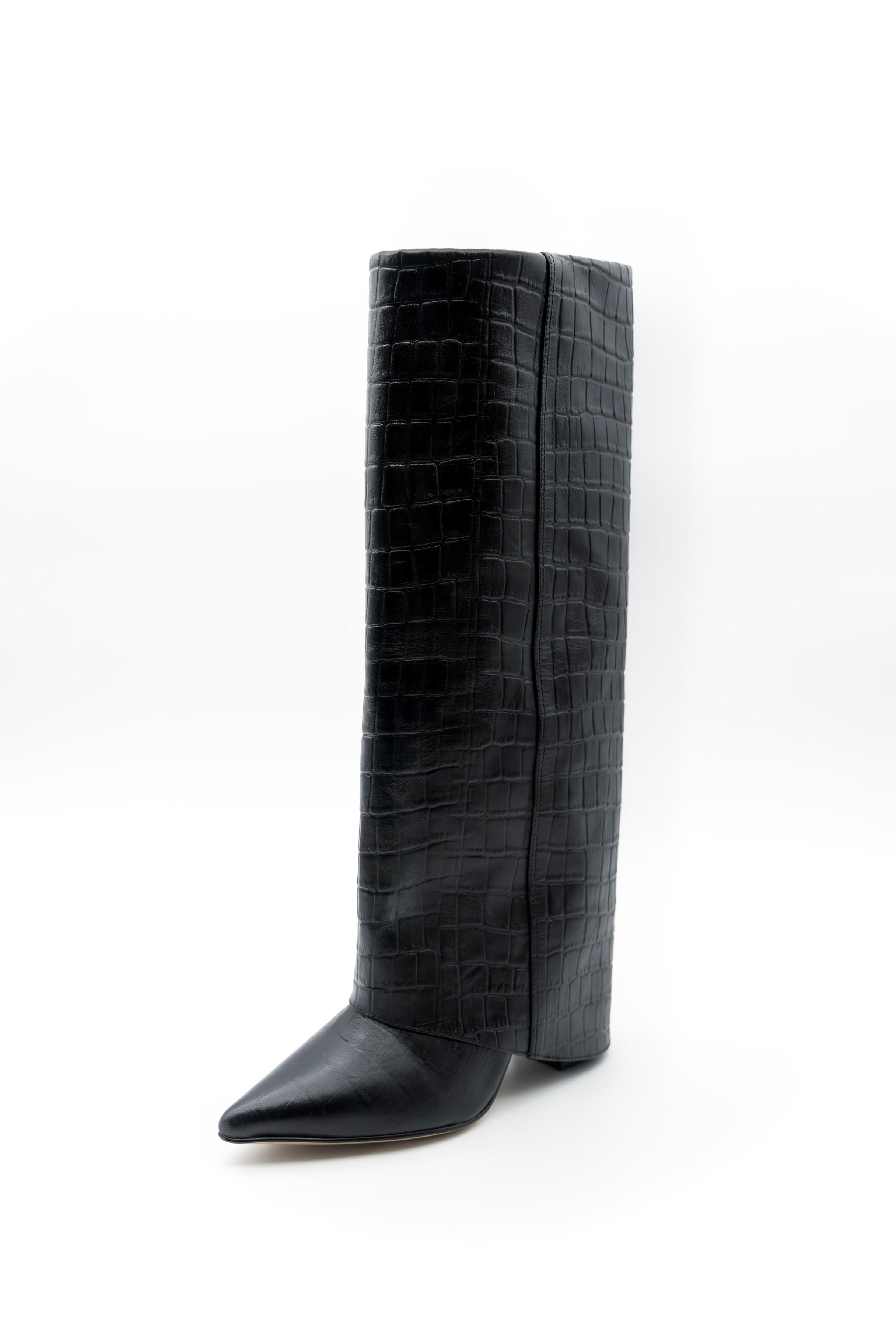 High Bell Boot — Croco Negro