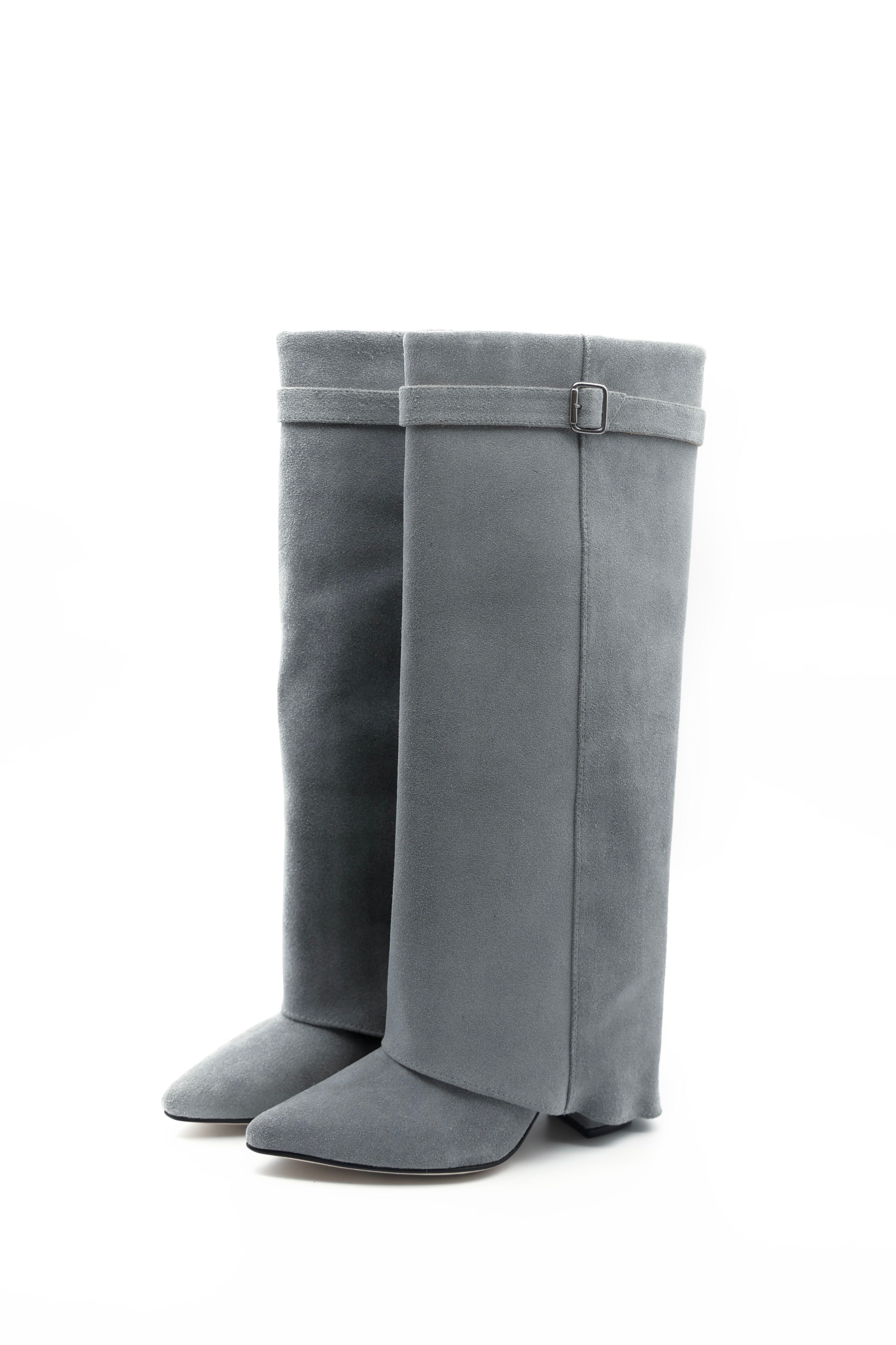 High Bell Boots con Straps - Gris Gamuza