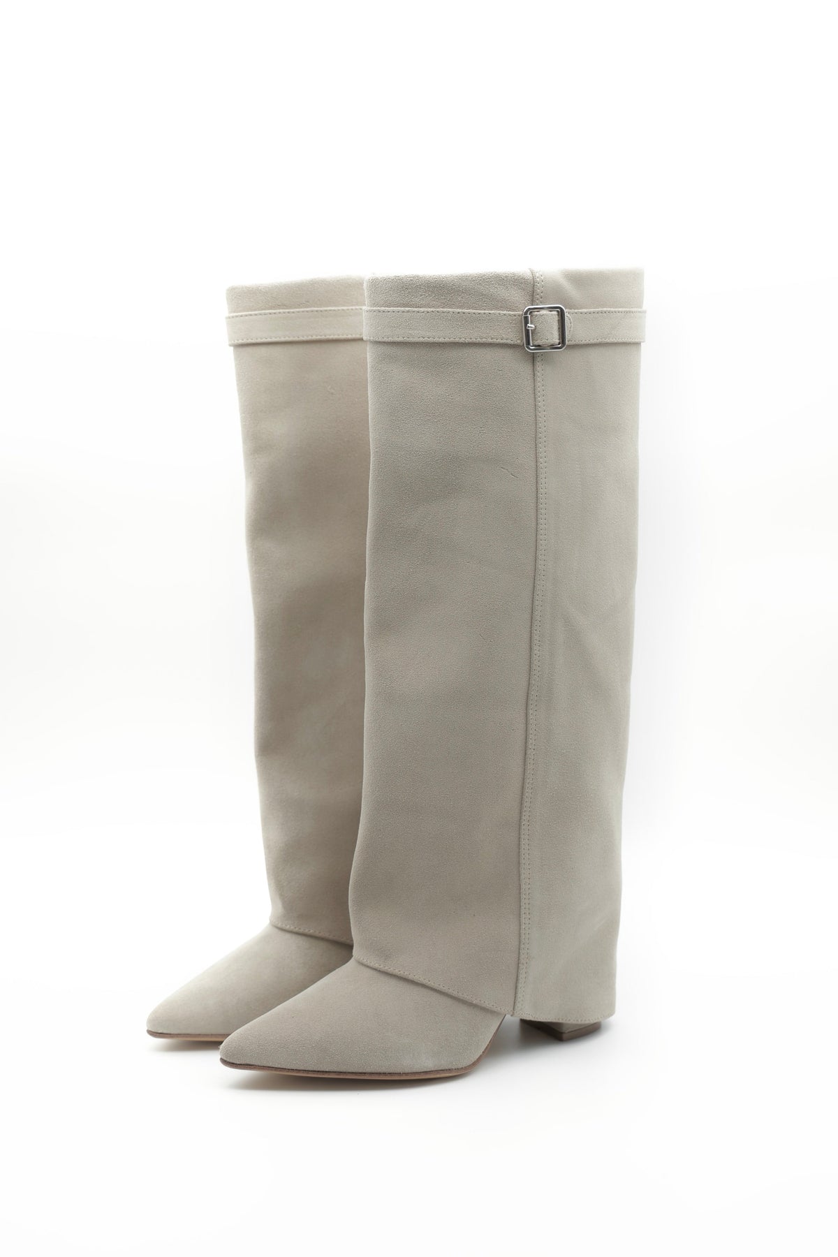 High Bell Boots con Straps - Hueso Gamuza