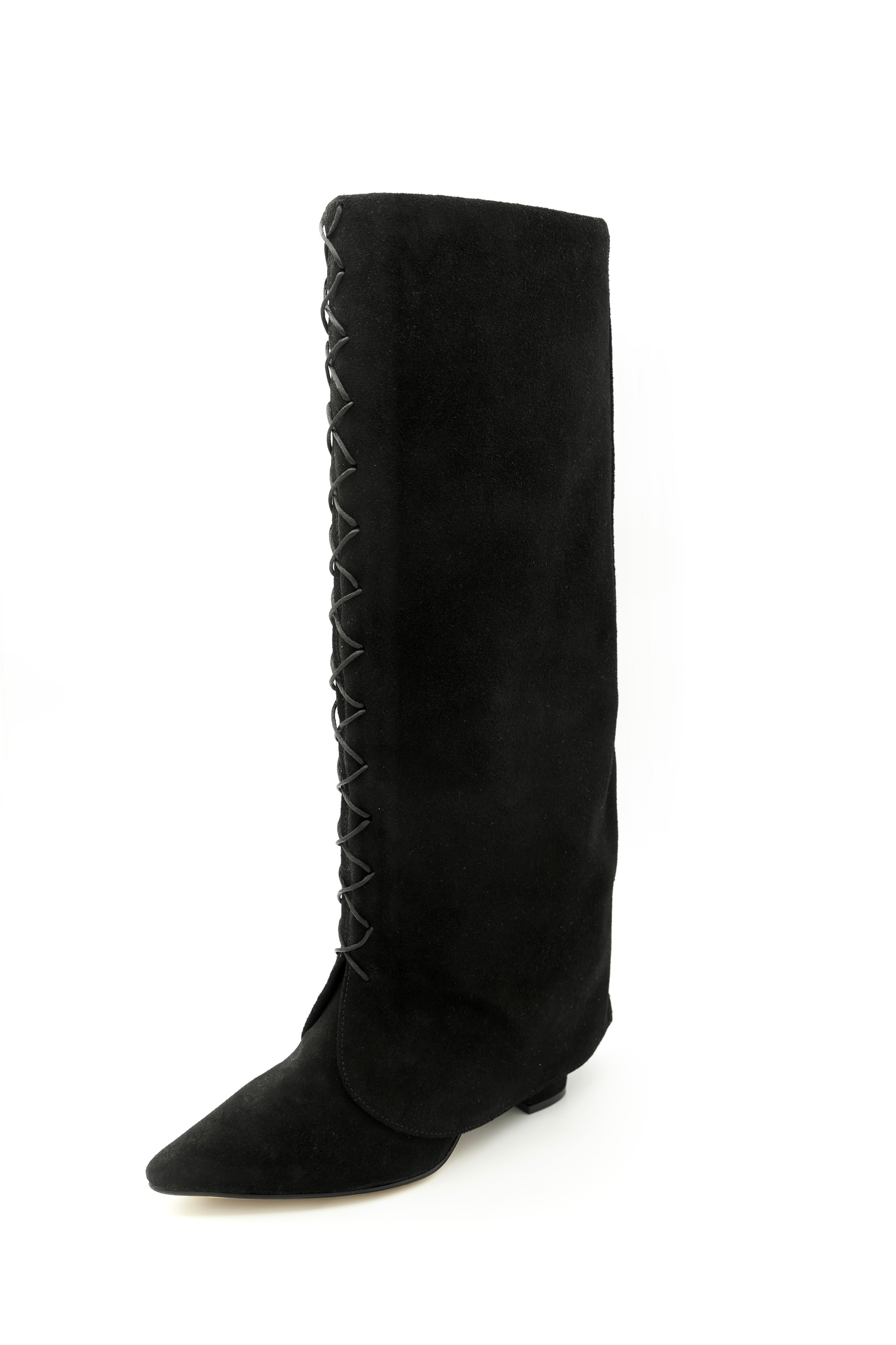 High Boot con Cordón de Gamuza Negra