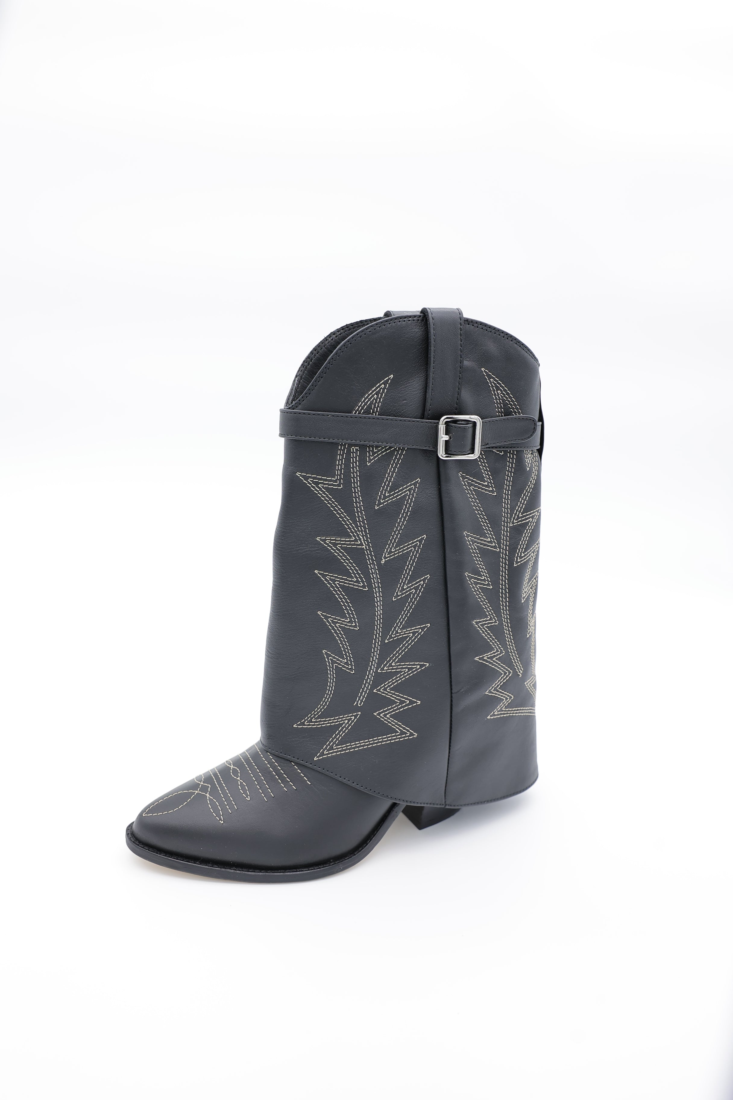 Botas Vaqueras con Hebilla - Negro